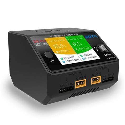 HOTA Charger Black HOTA D6 Pro 325W 15A 1-6S Dual Channel AC/DC Smart Charger w/ Wireless Cellphone Charging - Choose Your Color